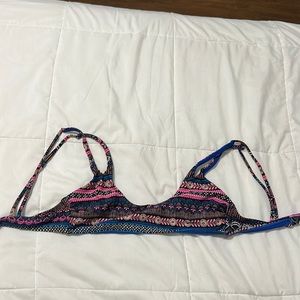 Pink and blue bathing suit top in small